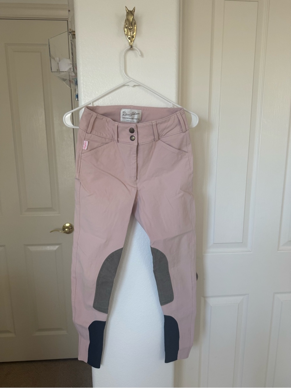 The Tailored Sportsman Breeches in Pinky with Tan Knee Patches